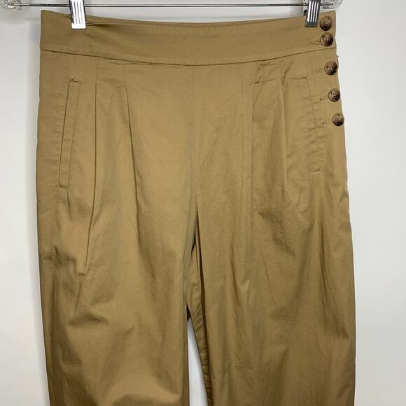 LOFT Khaki Wide Leg Pleat Front Trousers Pants Sz 0 - Picture 6 of 10